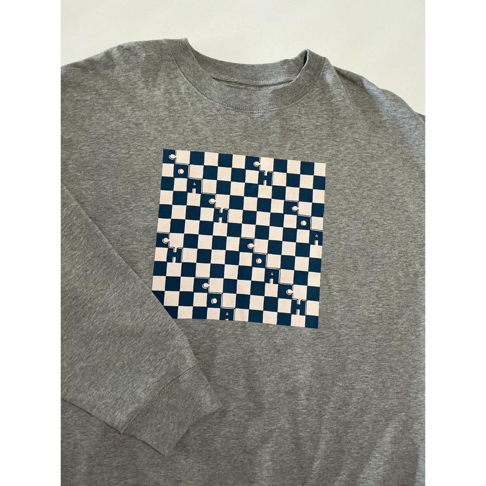 Coach Men's Gray Checkerboard Puzzle Logo Crewneck Sweatshirt Size XXXL